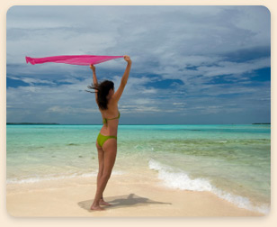Gorgeous woman in a bikini. Gran Roque Island.