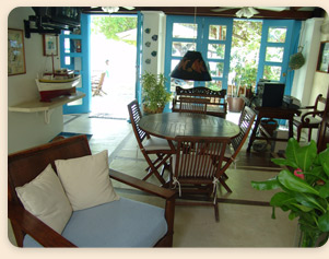 Posada Gaviota hotel living room, Los Roques, Venezuela