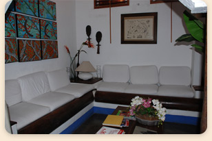 Posada La Gotera hotel living room, Los Roques, Venezuela