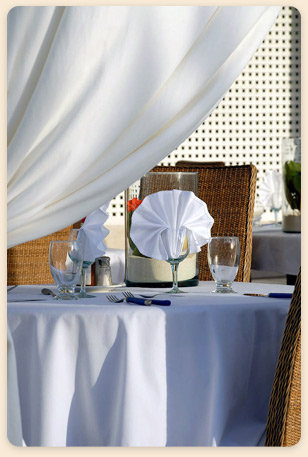 Posada Mediterraneo hotel dining room table, Los Roques, Venezuela