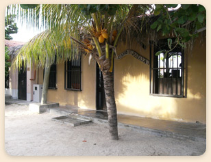 Posada Piano Y Papaya hotel entrance, Los Roques, Venezuela